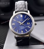 Copy Omega Constellation Leather Strap Blue Dial Watches Low Price